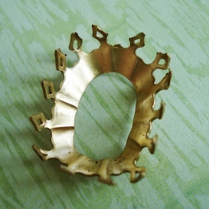18x13mm Brass Crown Edge Octagon Open Back Settings for Cabs * DIY Jewelry Making Supplies * 12PCS