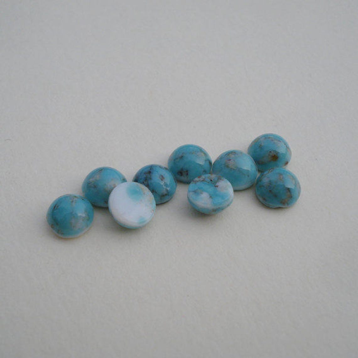5mm Turquoise Matrix Czech Preciosa Flat Back Smooth Top Round Glass ...