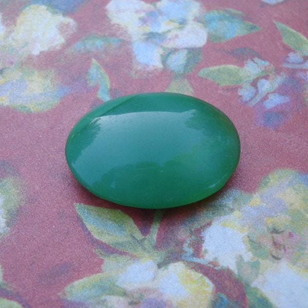 25x18mm Jade Green Vintage Smooth Top Slightly Pointed Back Oval Glass Moonstone Jewel Cab 1PC