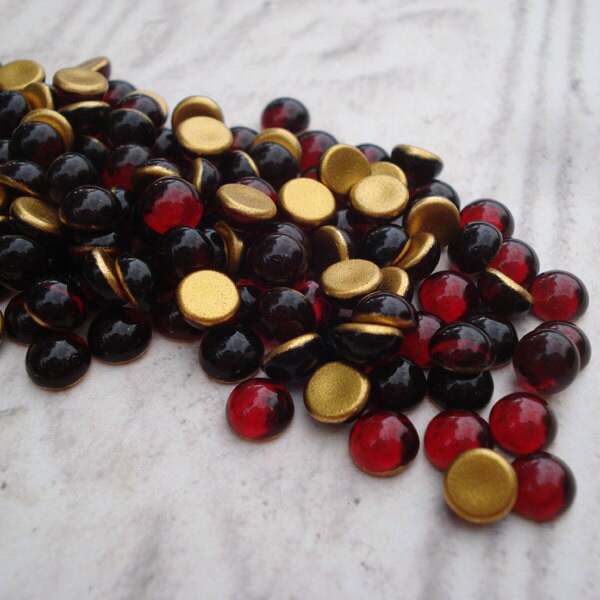 5mm Garnet Dark Red Gold Foiled Flat Back Round Glass Czech - Etsy
