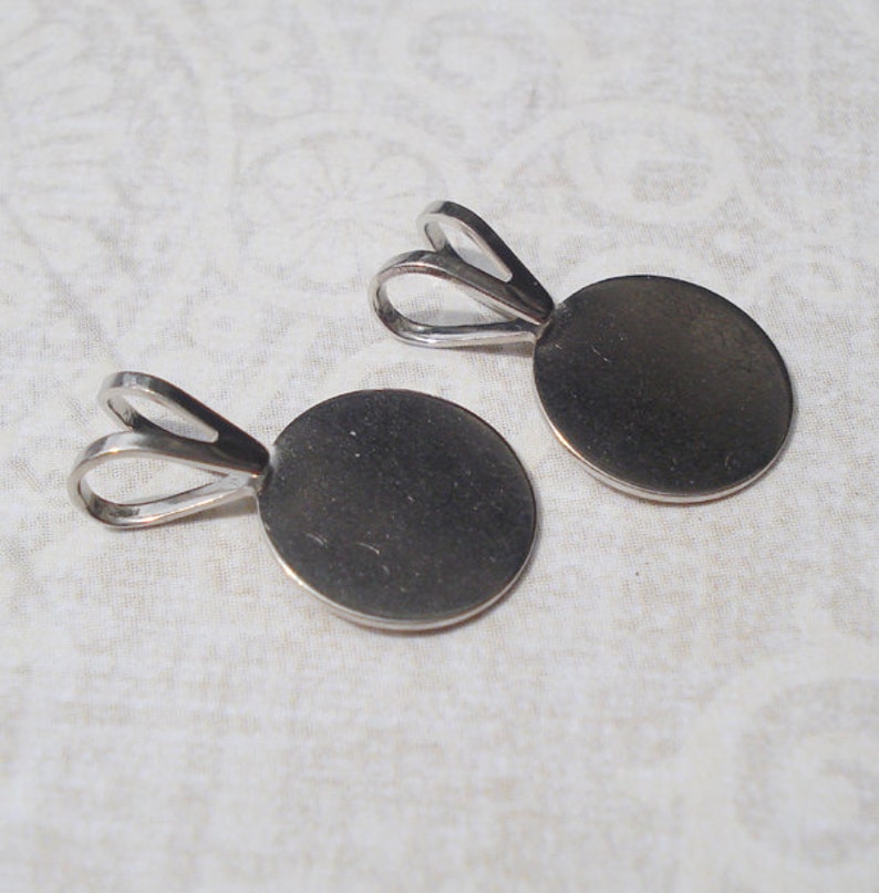 Small 7mm Silver Plated Glue On Pendant Bails for Tiles or Flat Back Cabs 12 pcs