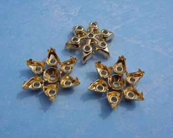 8x4mm & 30ss Gold Plated Multi Stone NO Ring 8x4mm Pear and 30ss Round Rhinestone Prong Settings for Pointed Back Cabs 6PCS