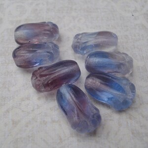 Czech 12x8mm Transluscent Light Sapphire and Amethyst Tulip Flower Beads 25 pieces image 4