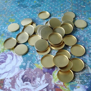 18mm Brass Round Bezel 2mm High Wall Settings for Resin, Fimo or Flat Back Cabs * DIY Jewelry Making Supplies * 12PCS