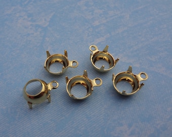 35ss (7.27 to 7.48mm) Gold Plated 1 Ring Open Back Round Rhinestone Prong Settings for Pointed or Flat Back Cabs 12PCS