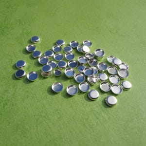 4mm Silver Plated Small Brass Low Wall Closed Back Round Bezel Settings for Resin, Fimo & Flat Back Cabs 24PCS