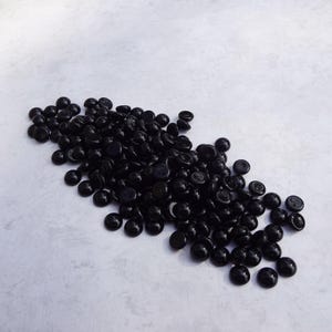6mm Jet Black Opaque Flat Back Smooth Top Czech Round Glass Cabs * DIY Jewelry Making & Replacement Cabs * 24PCS