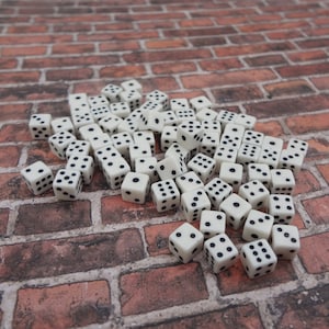 5mm Miniature Dice White with Black Dots NO Holes Plastic Cubes * PLEASE READ * 12PCS