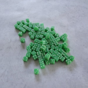 5mm Miniature Dice Green with White Dots NO Holes Plastic Cubes * DIY Jewelry Making & Project Supplies * 12PCS