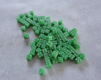 5mm Miniature Dice Green with White Dots NO Holes Plastic Cubes 12PCS