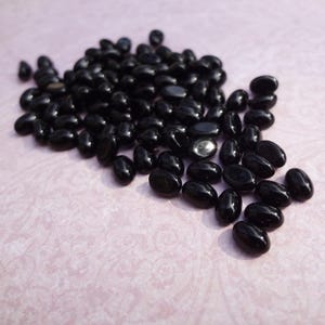 4x6mm Jet Black Opaque Czech Preciosa Gold Un-foiled Flat Back Oval Glass Cabs 24PCS