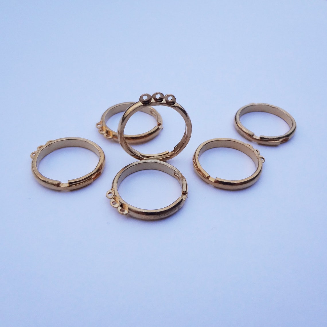 3mm Gold Plated Adjustable Ring Band With 3 Loops for Dangling Etsy