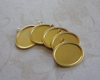 18x13mm Brass 1 Ring HORIZONTAL Oval Hollowed Back Pendant Frame Settings for Flat Back Jewels or Cabs 12PCS