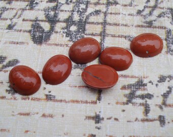 10x8mm Red Jasper Semi Precious Oval Flat Back Natural High Polished Stone Cabs 12PCS