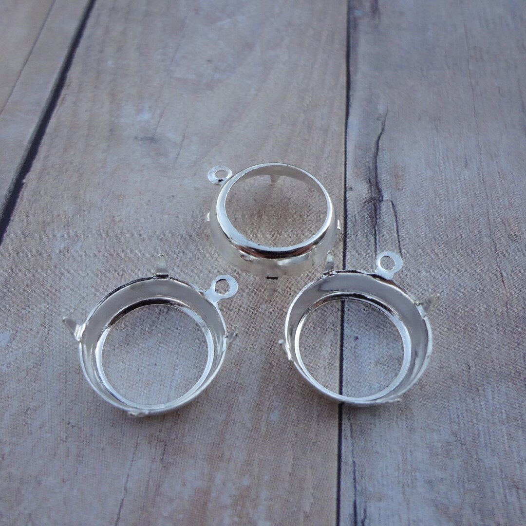 14mm/60ss Sterling Silver Plated 1 Ring Open Back 3.5mm Low Wall Round ...