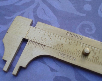 4" Solid Brass Sliding Gauger Caliper Ruler
