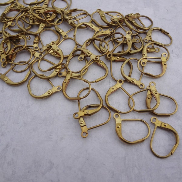 Brass Lever Back Earring Wires with Loop * DIY Jewelry Making * Plain Lever Back Earring Findings * 12PCs