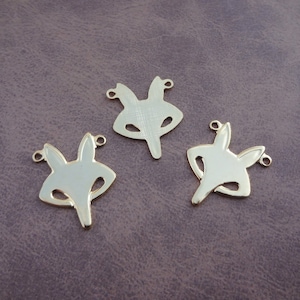 Bulk Fox Charms Gold Plated 2 Ring 18x22.5mm Charms for Necklaces 6pcs