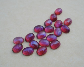 8x6mm Mexican Opals Dragon's Breath Czech Preciosa Oval Flat Back Un-Foiled Glass Cabs 12PCS