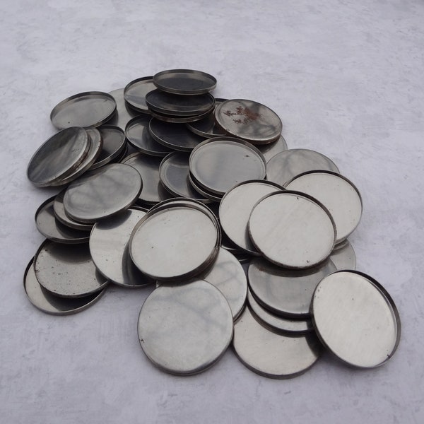 25mm Silver Steel Round Bezels Round 2mm Low Wall Flat Back Bezels Settings for Flat Back 25mm Round Cabs, Fimo, Resin or Tiles * 12PCS