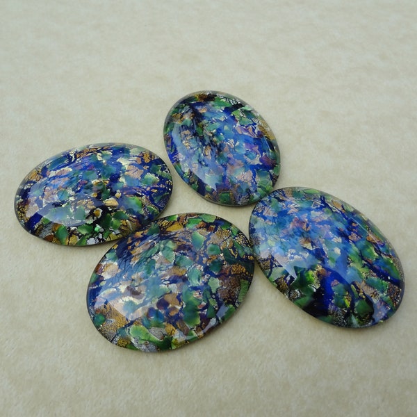 40x30mm Green Opal Harlequin Flat Back Oval Czech Preciosa Glass Cab * Pictures Don't Do Justice * DIY Jewelry Making 1PC