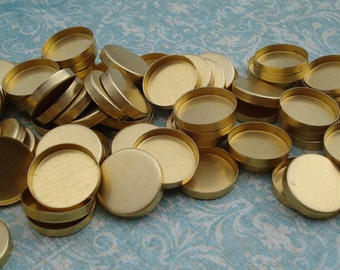 16mm Brass Closed Back 2mm High Wall Round Bezel Settings for Flat Back Cabs or Stones 12PCS