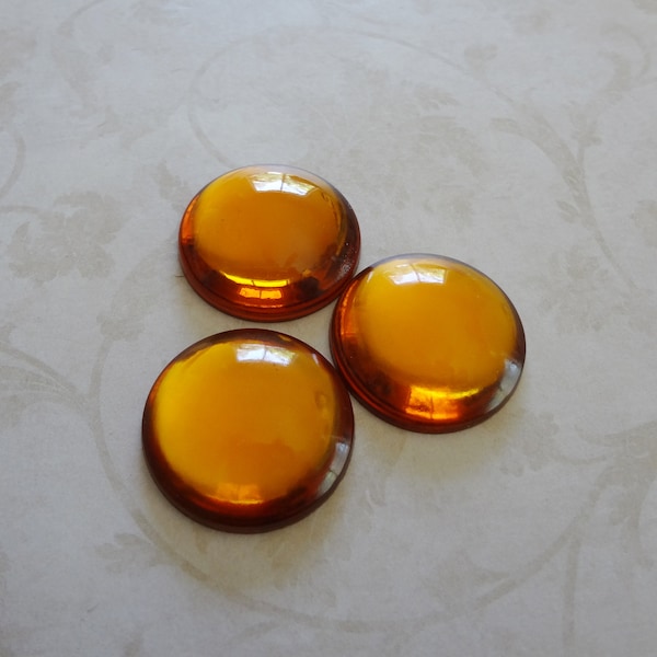 25mm Topaz Amber Gold Foiled Flat Back Round Glass DIY Jewelry Making Cab 1PC
