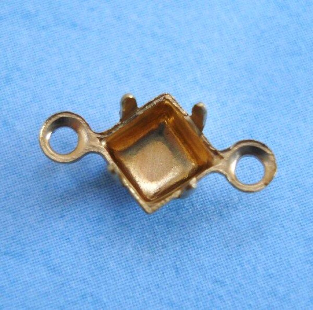 Square Connector Rings 4mm Brass Square 2 Ring Closed Back Rhinestone Prong Connector Settings ...
