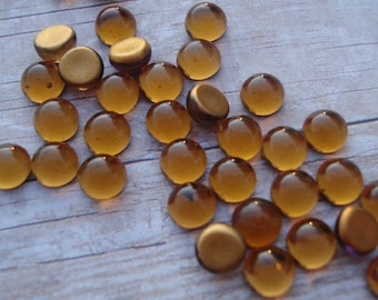 5mm Smoke Topaz Gold Foiled Flat Back Round Czech Glass Cabs 24PCS