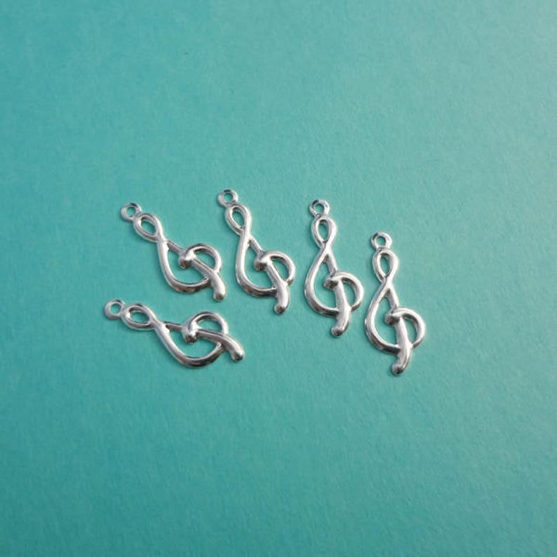 18.5 X 7mm Silver G Clef Treble Clef Hollowed Back Charm Etsy