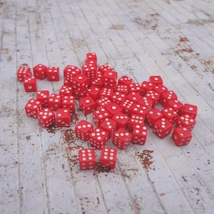5mm Miniature Dice Red with White Dots NO Holes Plastic Cubes * DIY Jewelry Making * 12PCS