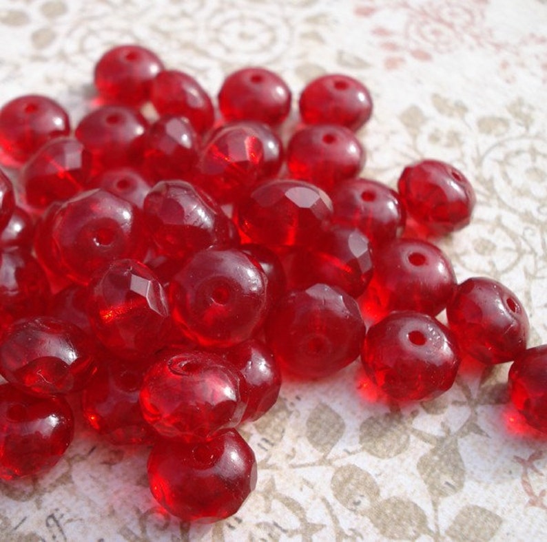 8x5mm Czech Light Garnet Red Faceted Glass Rondelle Beads 25 pieces image 5