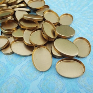 Bisel ovalado de latón de 25 x 18 mm, 3 mm de alto, con parte trasera cerrada y plana, para camafeos, fimo, resina, cabujón, etc. * Fabricación de joyas DIY * 12 piezas