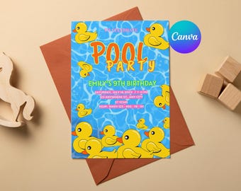 Editable Duck Birthday Party Invitation, Kids Birthday Invite, Duck Party Invite, Birthday Invitation,Duck Birthday Digital Download
