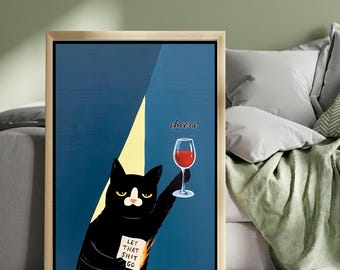 Cheers Art Print, Cheers Printable Art, Cheers Wall Art, Cheers Bar Cart Sign, Cheers Line Art Cheers Sign Bar Cart Wall Decor, cat