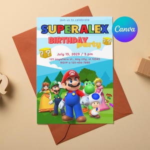 Super Mario Birthday Invitation | Birthday Invitation | Super Mario Invitation | Editable Printable Mario Invitation Birthday Template