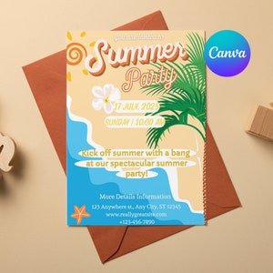 Editable Splish Splash Birthday Invitation Pool Party Girl Summer Waterslide Water Party Download Printable Invite Template