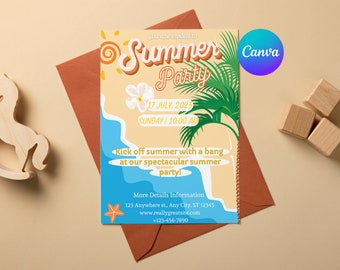 Editable Splish Splash Birthday Invitation Pool Party Girl Summer Waterslide Water Party Download Printable Invite Template