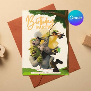 Editable Shrek Birthday Invitation Template: Mobile Party (Digital Download)
