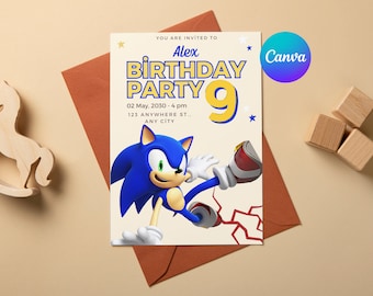 Sonic Birthday Template, Sonic The Hedgehog, Printable Birthday Invite, Sonic Party Digital Invite, Kids Party, Sonic Birthday Invitation