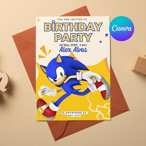 Sonic Birthday Invitation: Hedgehog Party E-Invite (Digital)