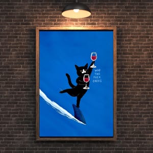 誰が気にするんだプリント、Cheers 印刷可能アート、Cheers 壁アート、Cheers バーカート サイン、Cheers ラインアート Cheers サイン バーカート 壁装飾、猫