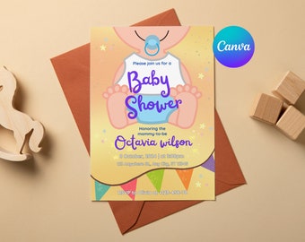 Editable Baby Shower Invitation, Baby Shower Invitation, Baby Shower Invite, Editable Invitation Template, Baby Shower Evite, Gender Reveal