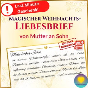 Last Minute Weihnachtsgeschenk | Magischer Liebesbrief von Mutter an Sohn | Digitaler Download | Weihnachtsgeschenk-Idee | Druckbares PDF