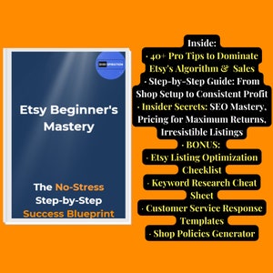 Etsy Beginner&#39;s Mastery eBook | Step-by-Step Guide for New Sellers | SEO, Pricing & Marketing Secrets  | DigitalProduct Download