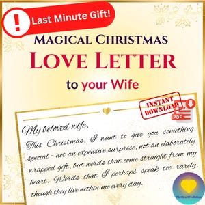 Regalo de Navidad de último momento / Carta de amor mágica para esposa / Descarga digital / Idea de regalo de Navidad única y sincera para esposa / PDF imprimible
