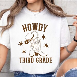 Western Third Grade Teacher Shirt Design: Howdy Boots PNG (Digital File)