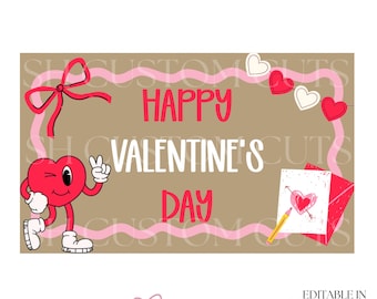 Mockup banner voor Valentijnsdag | Bewerkbare canvassjabloon | Sjabloon Valentijnsfeestje | Digitale download
