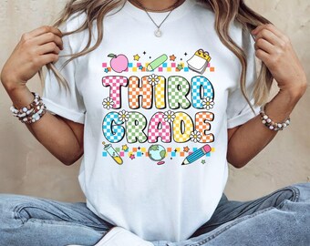 Retro leraar-T-shirt derde leerjaar, Bella Canvas