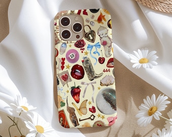 Pastel Yellow Collage Phone Case: Vintage Preppy Style